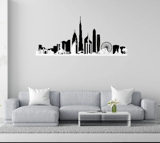 Dubai Skyline, Metal Wall Art, 2D, Home decor