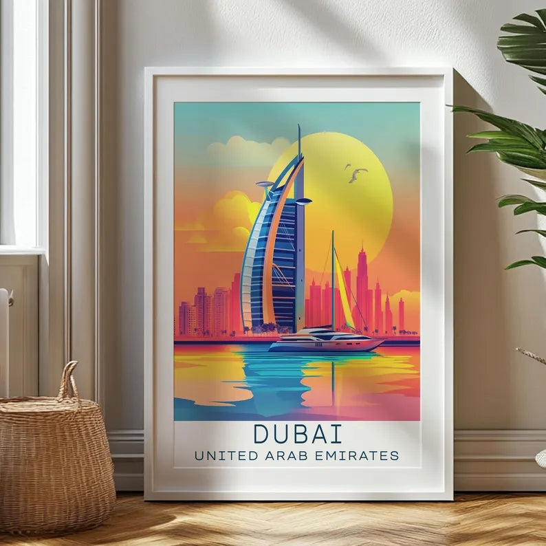 Personalized Travel Gift, Dubai Travel Print, United Arab Emirates Art Gift for Travelers, Birthday Gift, United Arab Emirates Souvenir