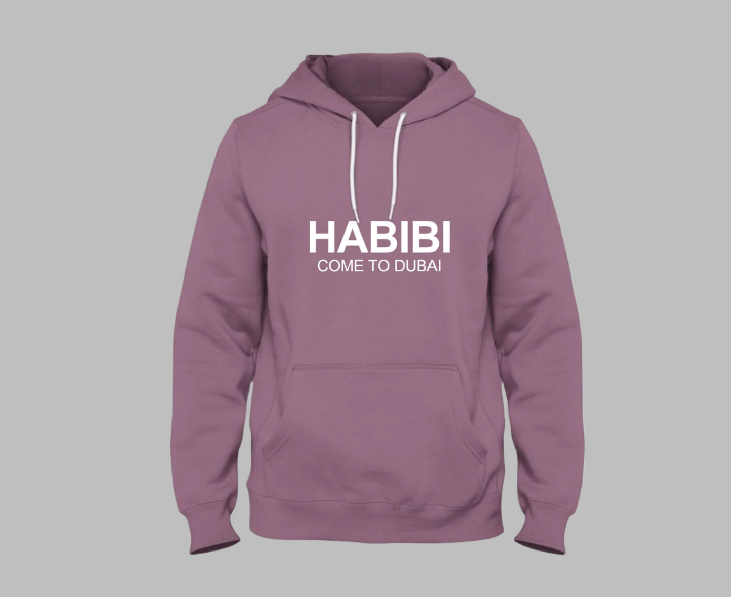 habibi come to dubai hoodie lavender color