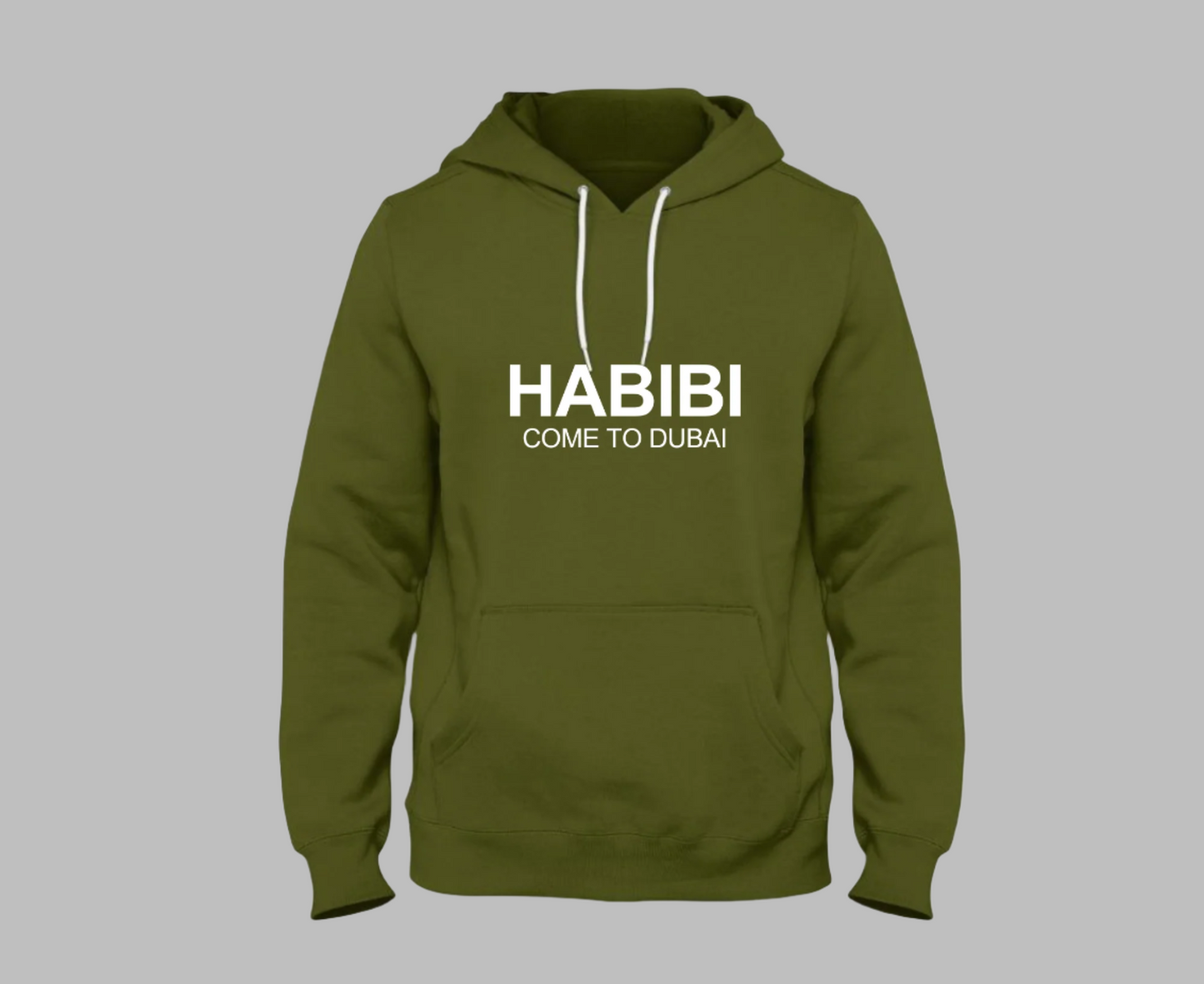 habibi come to dubai hoodie olive green