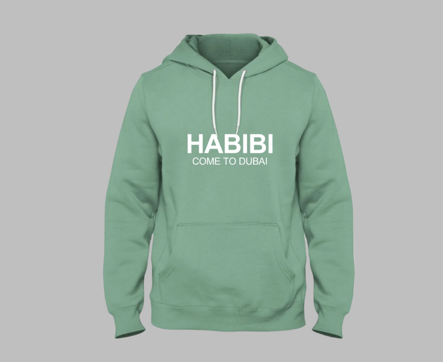 habibi come to dubai hoodie pastel green