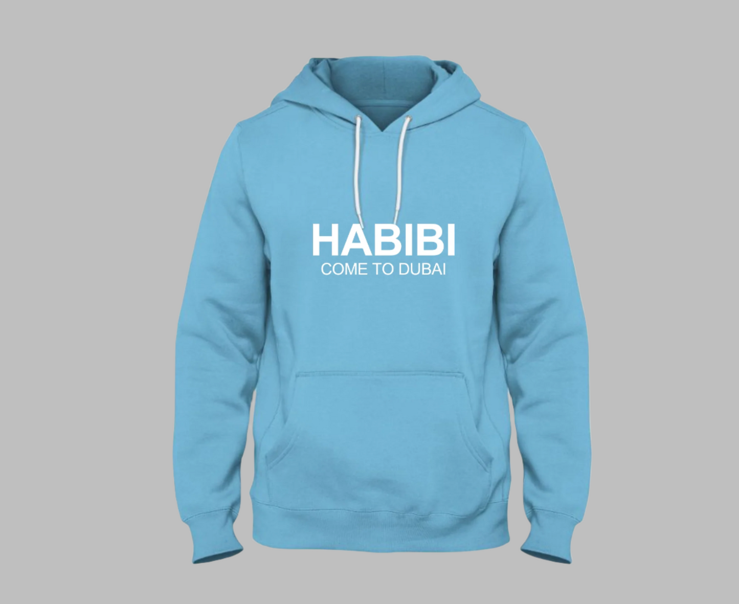 habibi come to dubai hoodie sky blue